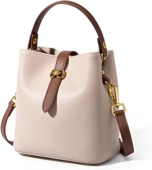 Tote Bags For Women's Bag Crossbody Bucket Bag Popular Genuine Leather Summer Handbag Big(Rice White)