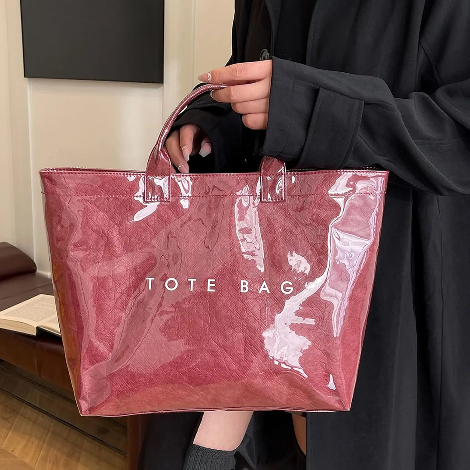 Tote Bags Retro Letter Casual Hundred Handbag Minimalist Transparent Simple Large Capacity Bags Female Womens Tote Bag