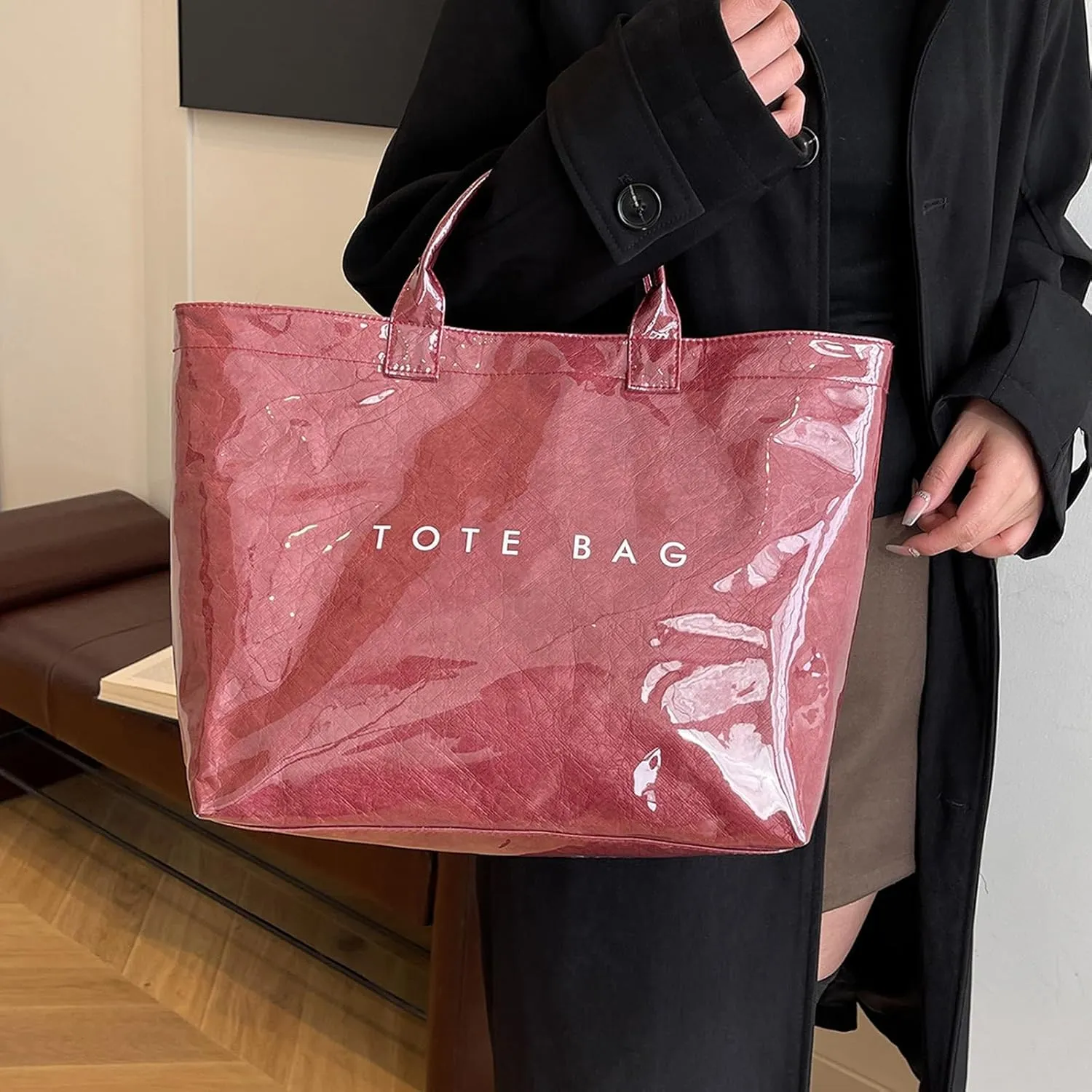 Tote Bags Retro Letter Casual Hundred Handbag Minimalist Transparent Simple Large Capacity Bags Female Womens Tote Bag