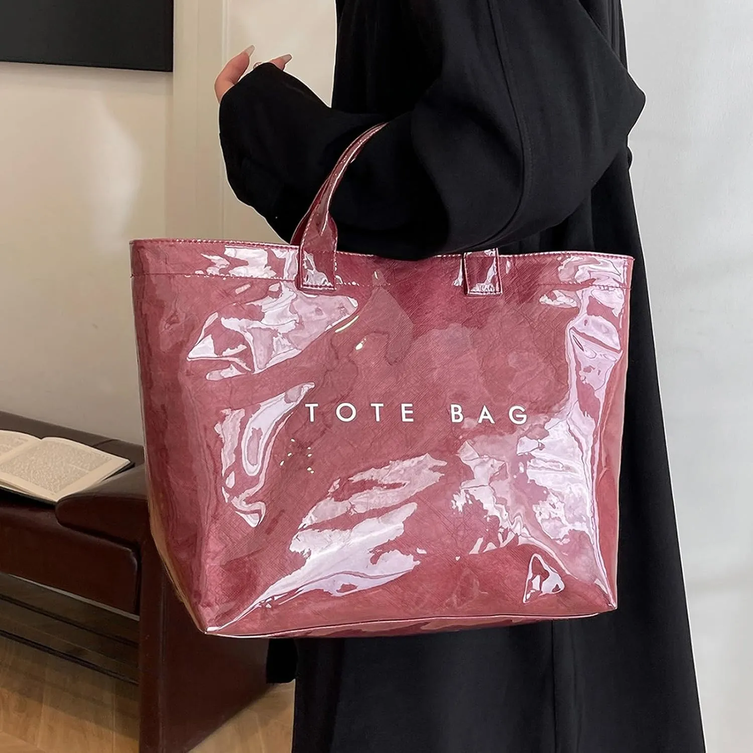 Tote Bags Retro Letter Casual Hundred Handbag Minimalist Transparent Simple Large Capacity Bags Female Womens Tote Bag