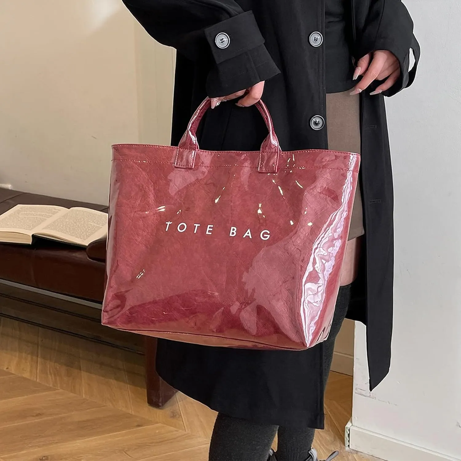 Tote Bags Retro Letter Casual Hundred Handbag Minimalist Transparent Simple Large Capacity Bags Female Womens Tote Bag