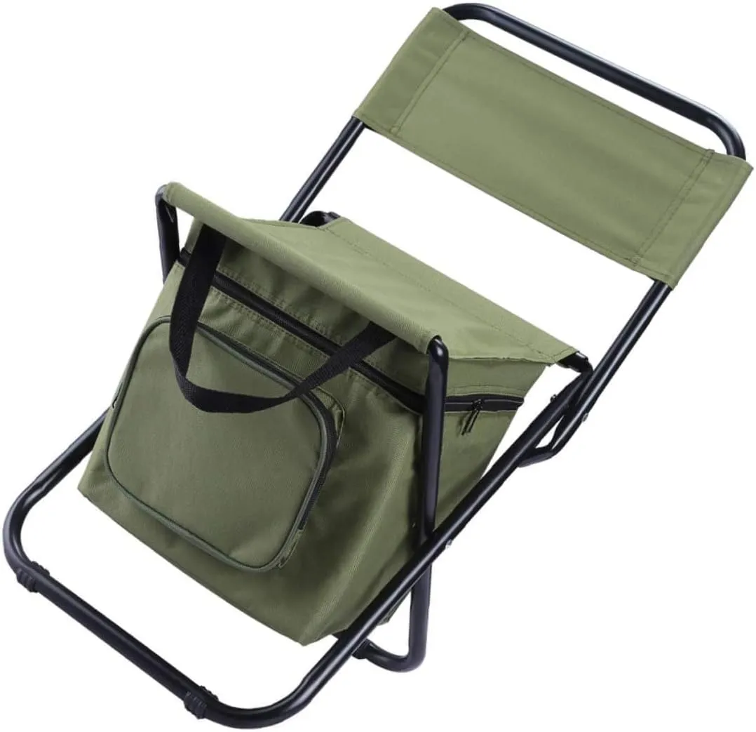 Totority 1pc Folding Fishing Chair Backrest Insulated Cooler Bag Portable Outdoor Seating for Camping Hiking Beach and Fishing Lightweight Design Storage Capacity