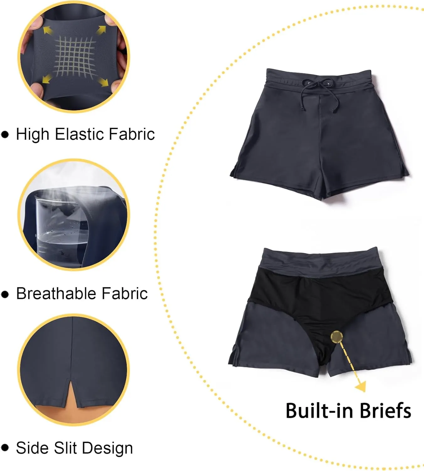Tournesol Women's Swim Shorts High Waisted Bathing Suit Bottoms Swimsuit Tankini Boy Shorts with Liner