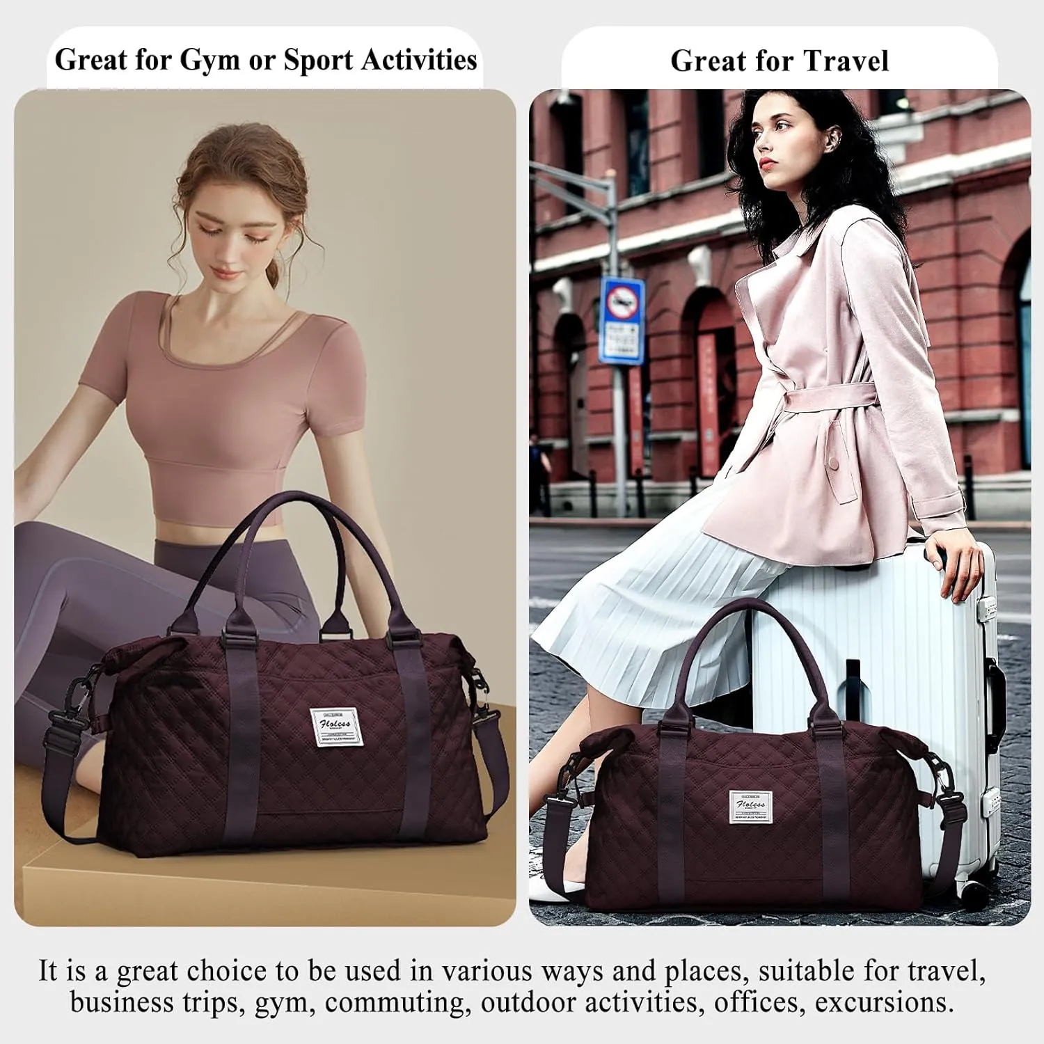 Travel Bag for Women, Overnight Duffel Weekender Bag with Toiletry Bag,Gym Bag with Wet Pocket,Personal Item Carry On Bag