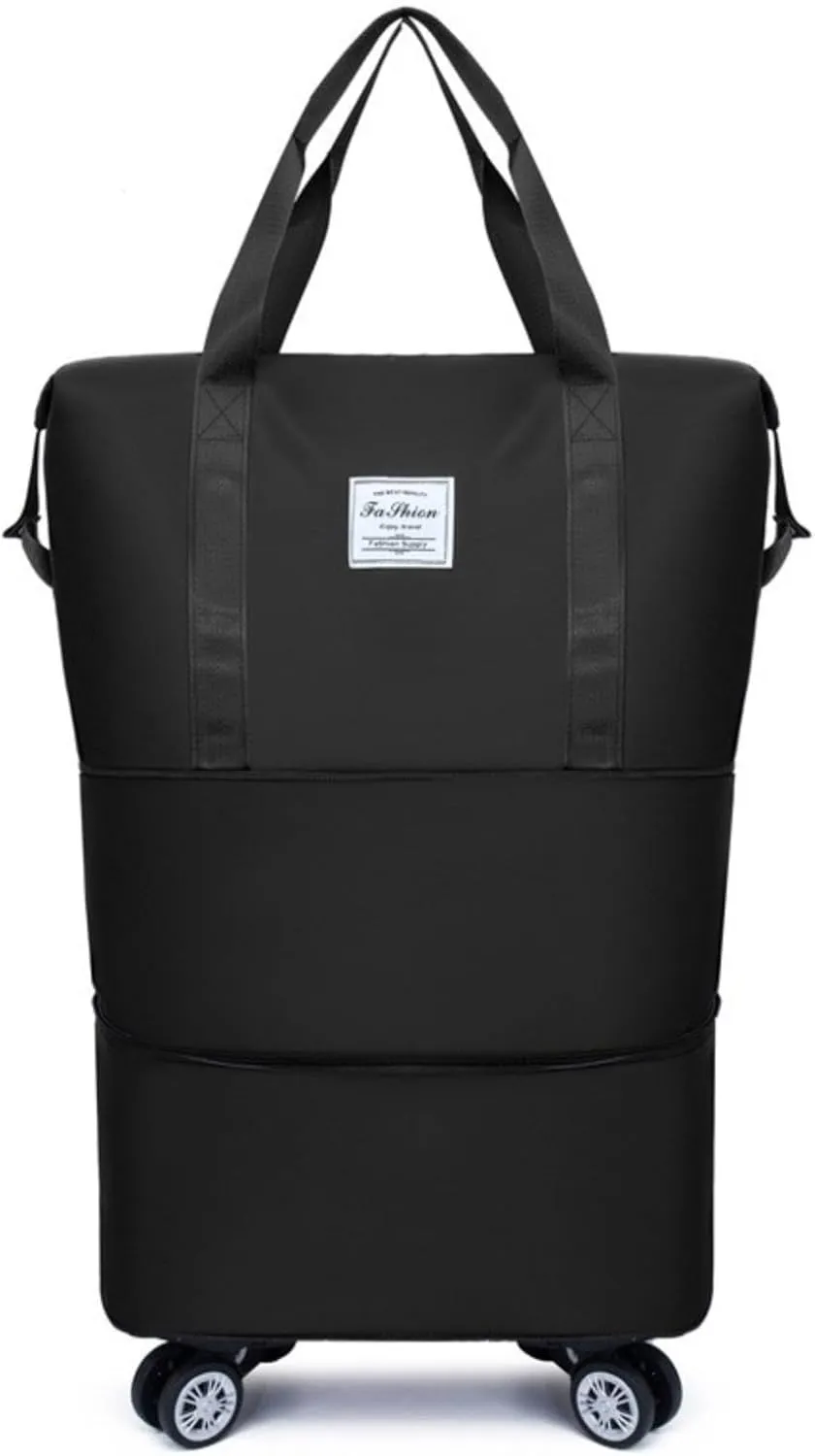 Travel Bag with Wheels, 2025 New Large Capacity Travel Bag - Universal Wheel Removable (Black)
