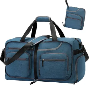 Travel Duffel Bag, 65L Foldable Travel Duffle Bag with Shoes Compartment and wet pocket, Waterproof & Tear Resistant