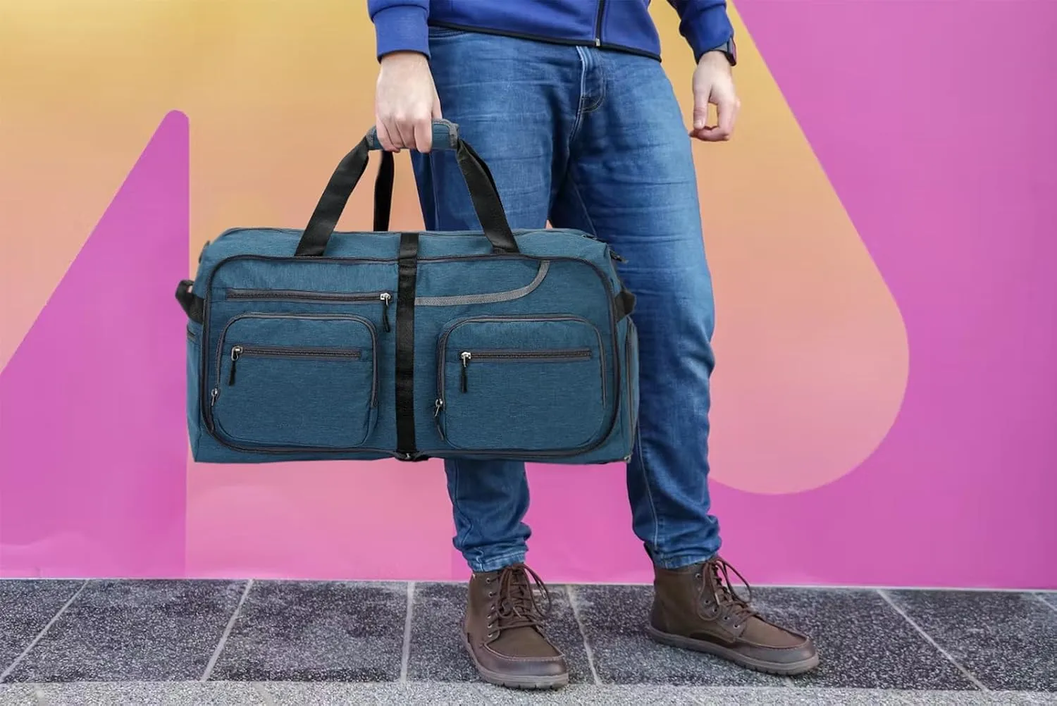 Travel Duffel Bag, 65L Foldable Travel Duffle Bag with Shoes Compartment and wet pocket, Waterproof & Tear Resistant