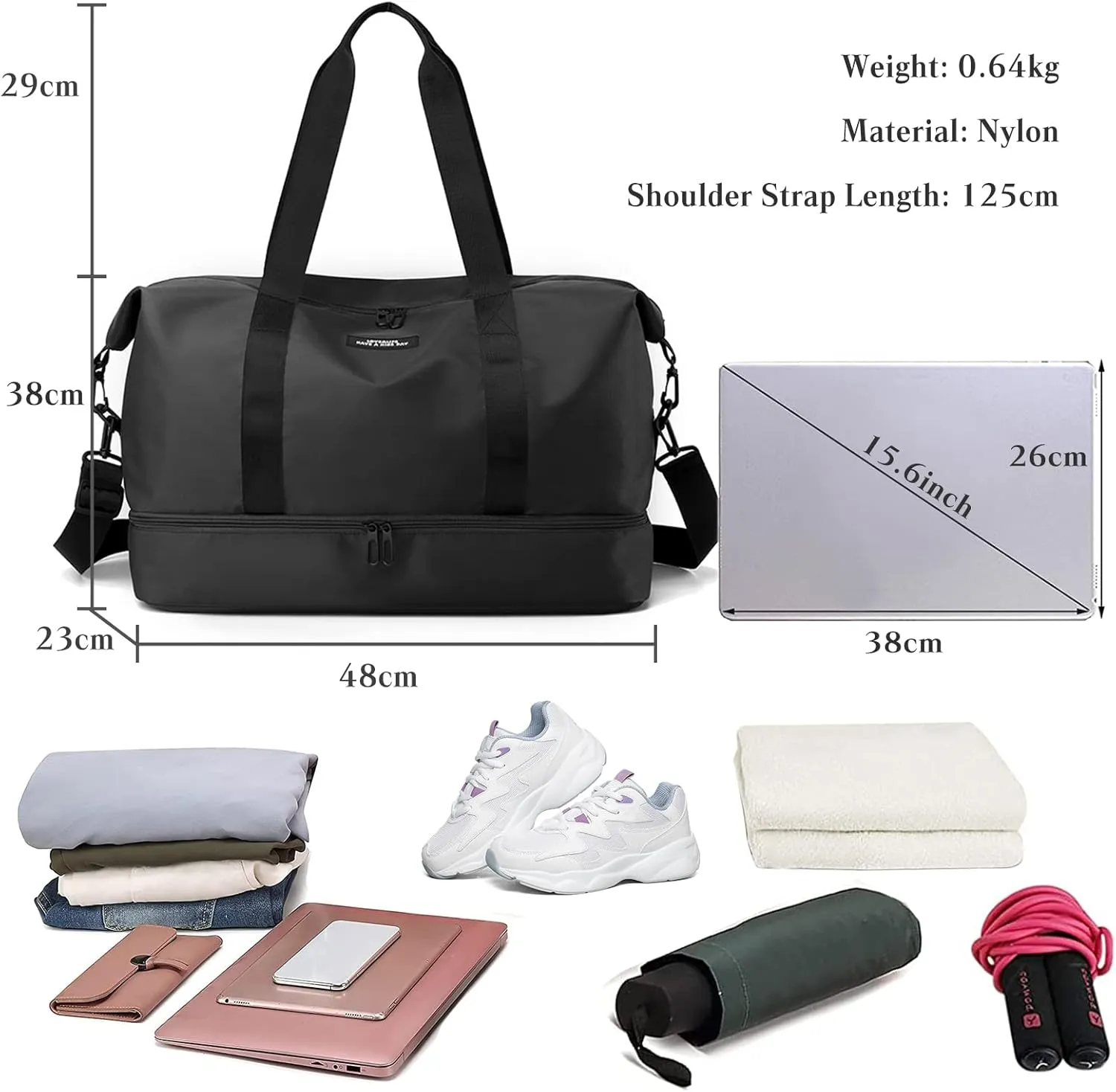 Travel Duffel Bag for Women and Men Foldable Weekender Overnight Bag
