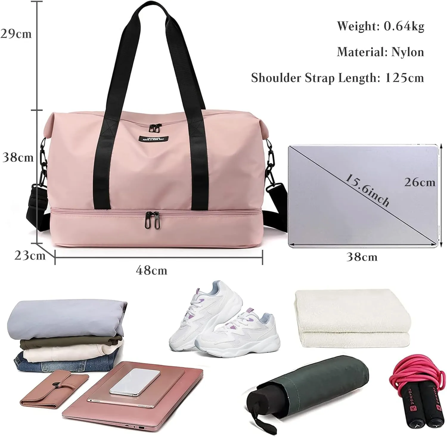 Travel Duffel Bag for Women and Men Foldable Weekender Overnight Bag