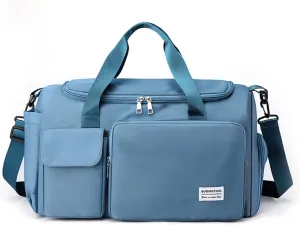 Travel Duffel Bag for Women and Men Sports Gym Tote Bag Foldable Weekender Overnight Bag Carry-on Bags with Shoes Compartment Lightweight Shoulder Bag for Travel Gym Sport Daily Use Blue