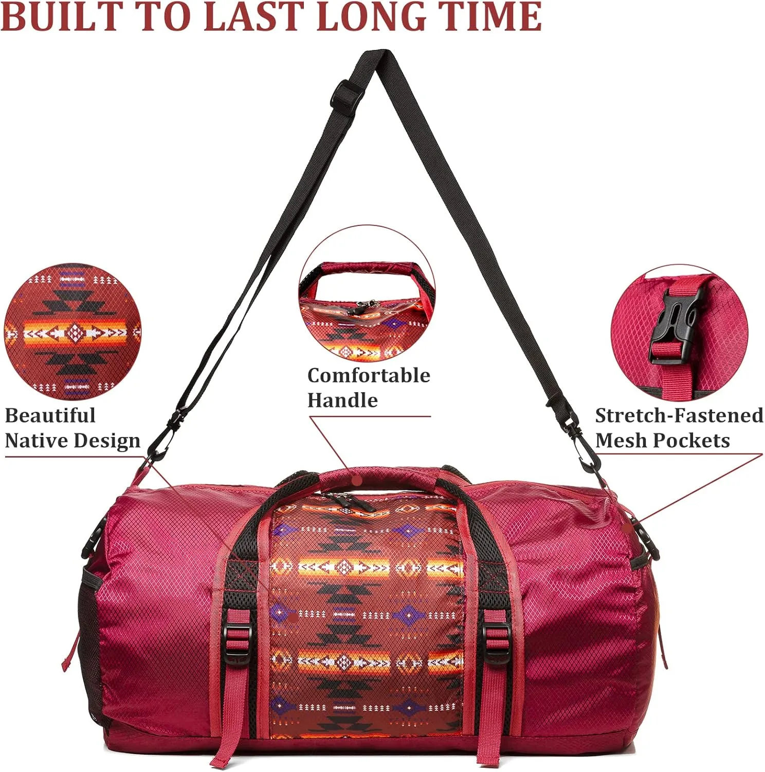 Travel Duffel Bag for Women Men, Lightweight Packable Duffle Bag for Gym, with Pocket and Adjustable Strap for Camping Travel Gear