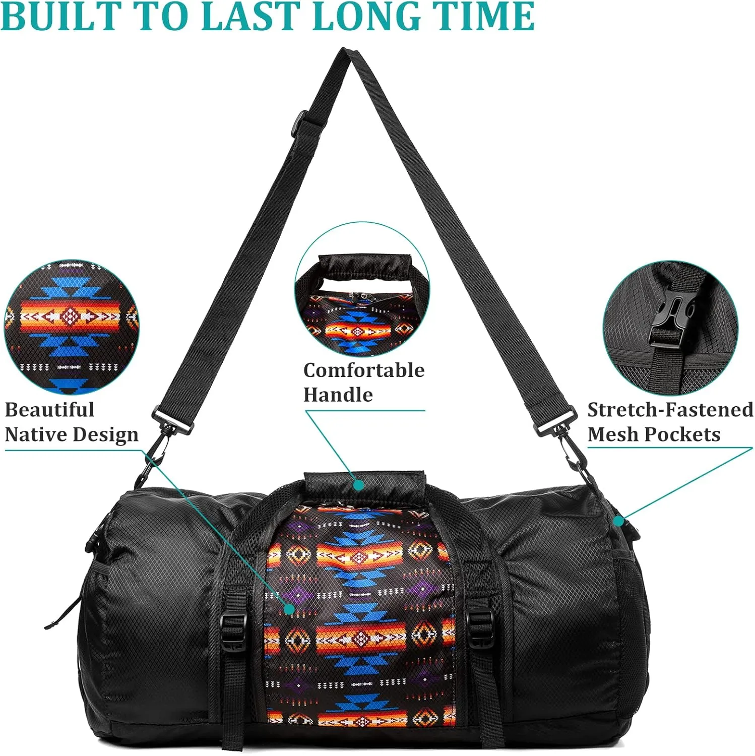 Travel Duffel Bag for Women Men, Lightweight Packable Duffle Bag for Gym, with Pocket and Adjustable Strap for Camping Travel Gear