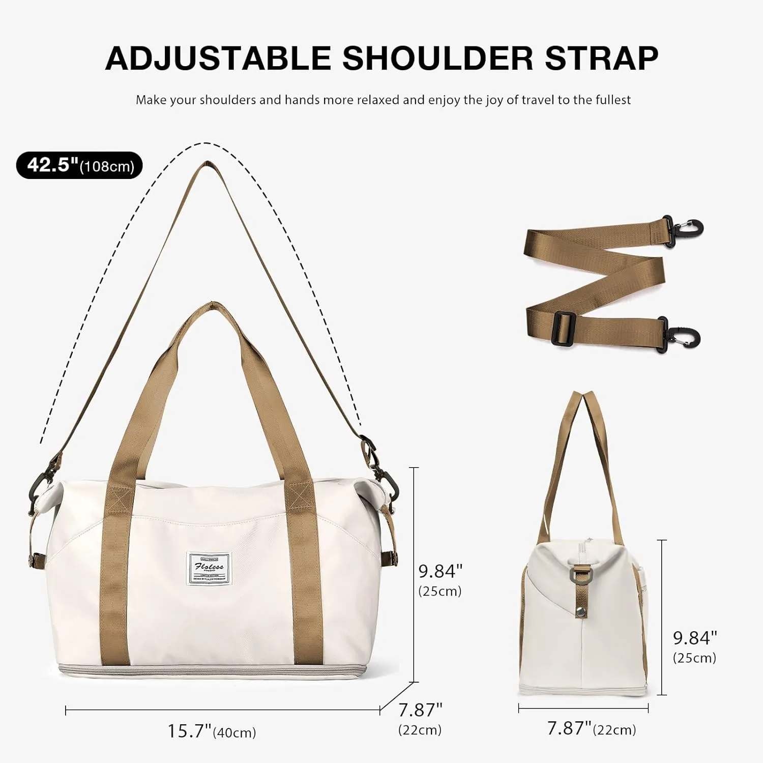 Travel Duffel Bag, Sports Tote Gym Bag, Shoulder Weekender Overnight Bag for Women