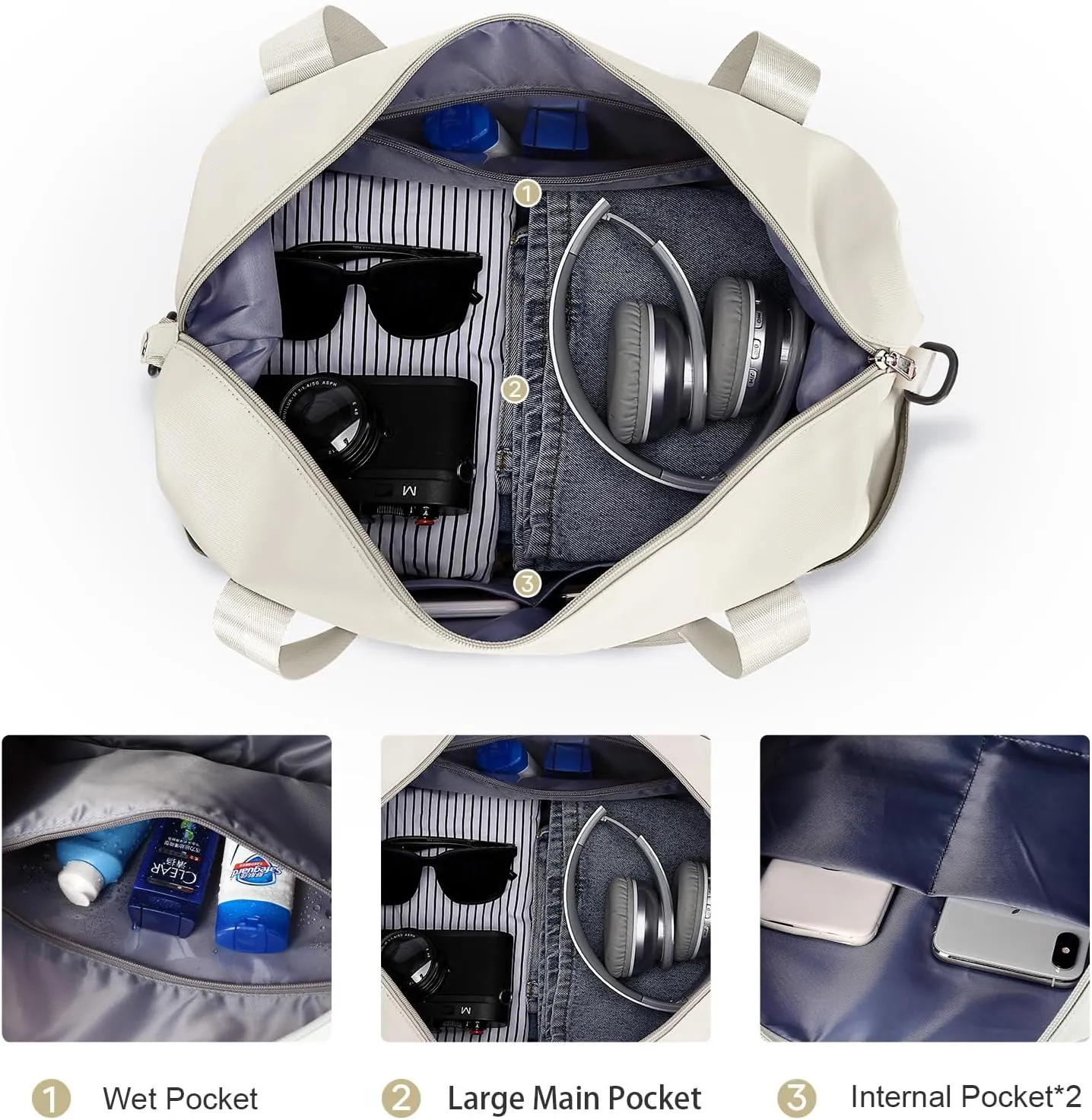 Travel Duffel Bag, Sports Tote Gym Bag, Shoulder Weekender Overnight Bag for Women