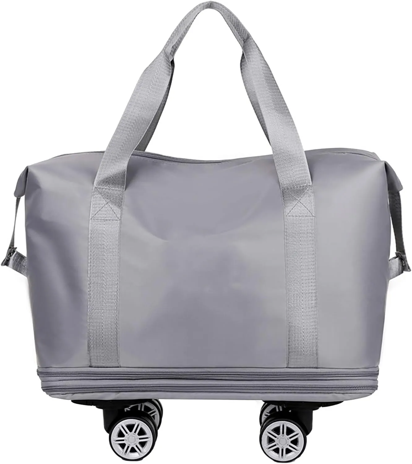 Travel Duffel Bag with Wheels, Expandable Foldable Rolling Luggage Bag with Detachable Wheels for Wome, Rolling Duffle Bag, Carry On, Large Weekend Bag Overnight Bag (Gray)