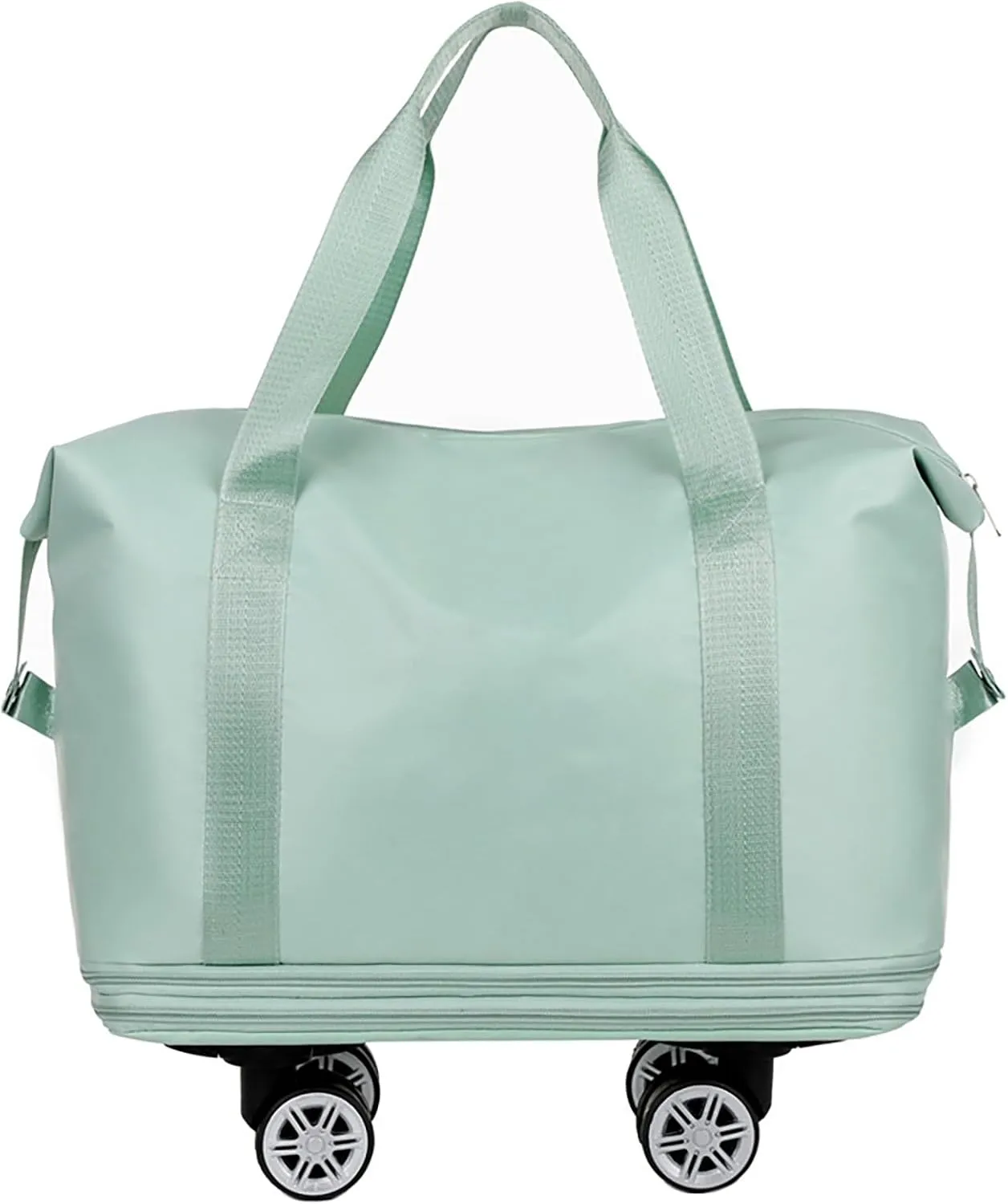 Travel Duffel Bag with Wheels, Expandable Foldable Rolling Luggage Bag with Detachable Wheels for Wome, Rolling Duffle Bag, Carry On, Large Weekend Bag Overnight Bag (Green)