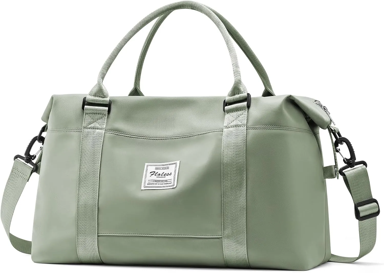 Travel Duffel Bags for Women Mens Waterproof Weekender Carry on Bag Sports Gym Bag Travel Tote Bags with Wet Pocket Overnight Bag Workout Duffel Bags with Trolley Sleeve Grey Green
