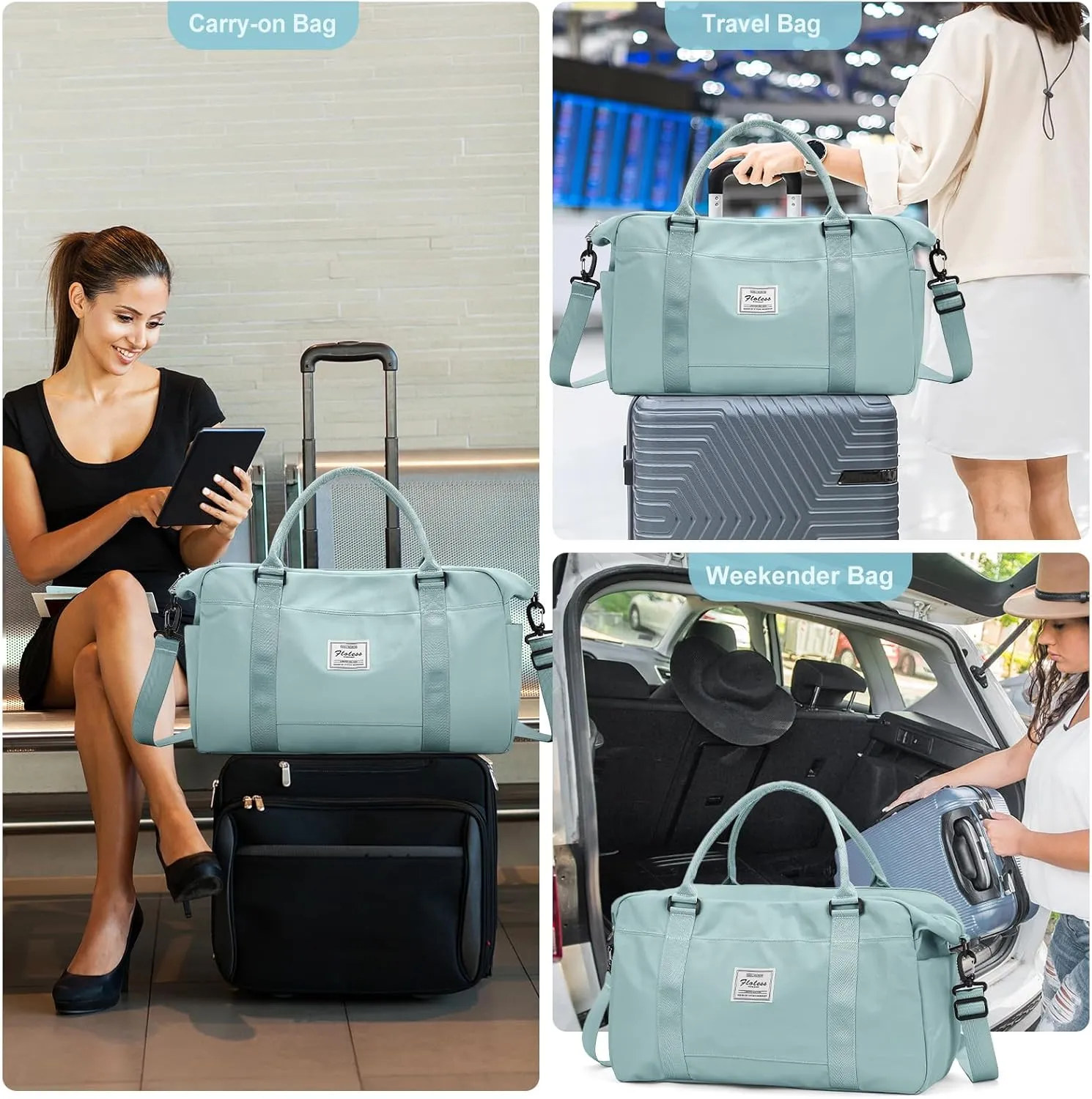 Travel Duffel Bag,Sports Tote Gym Bag,Shoulder Weekender Overnight Bag for Women