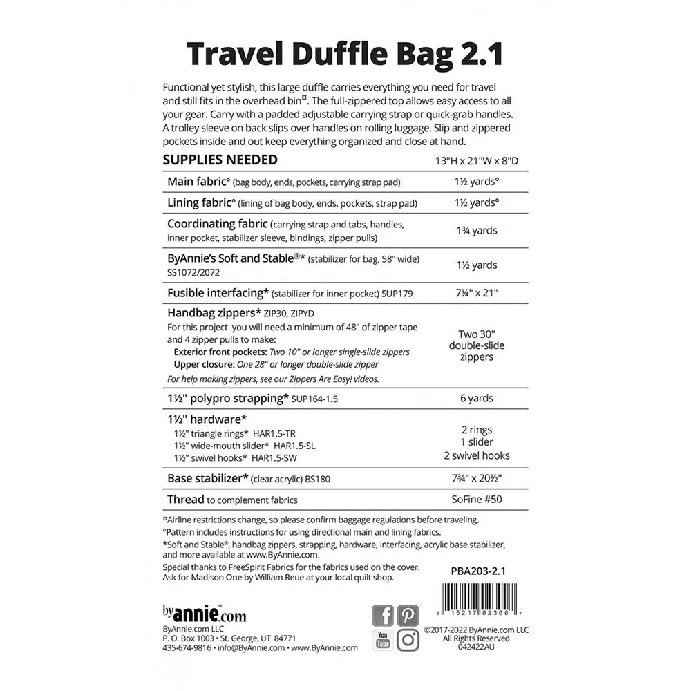 Travel Duffle Bag 2.1 Pattern