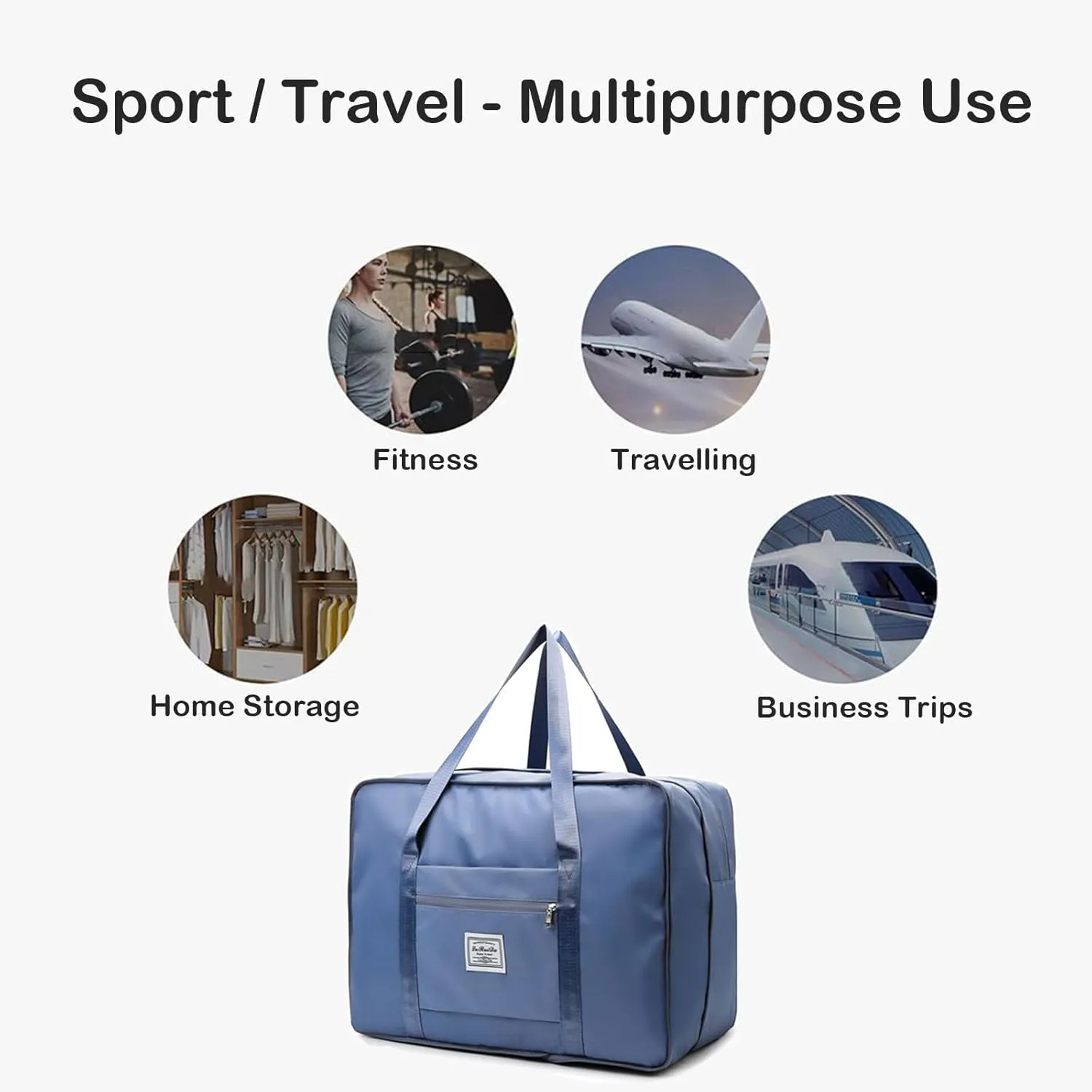 Travel Duffle Bag - Blue, Large