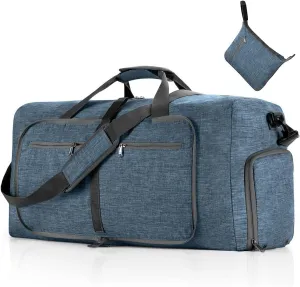 Travel Duffle Bag for Men/Women 115L Foldable Sport Duffel Bag Gym Tote Bag with Shoes Compartment Large Overnight Bag Weekend Shoulder Bag Lightweight Carry On Luggage Hospital Bag Blue B