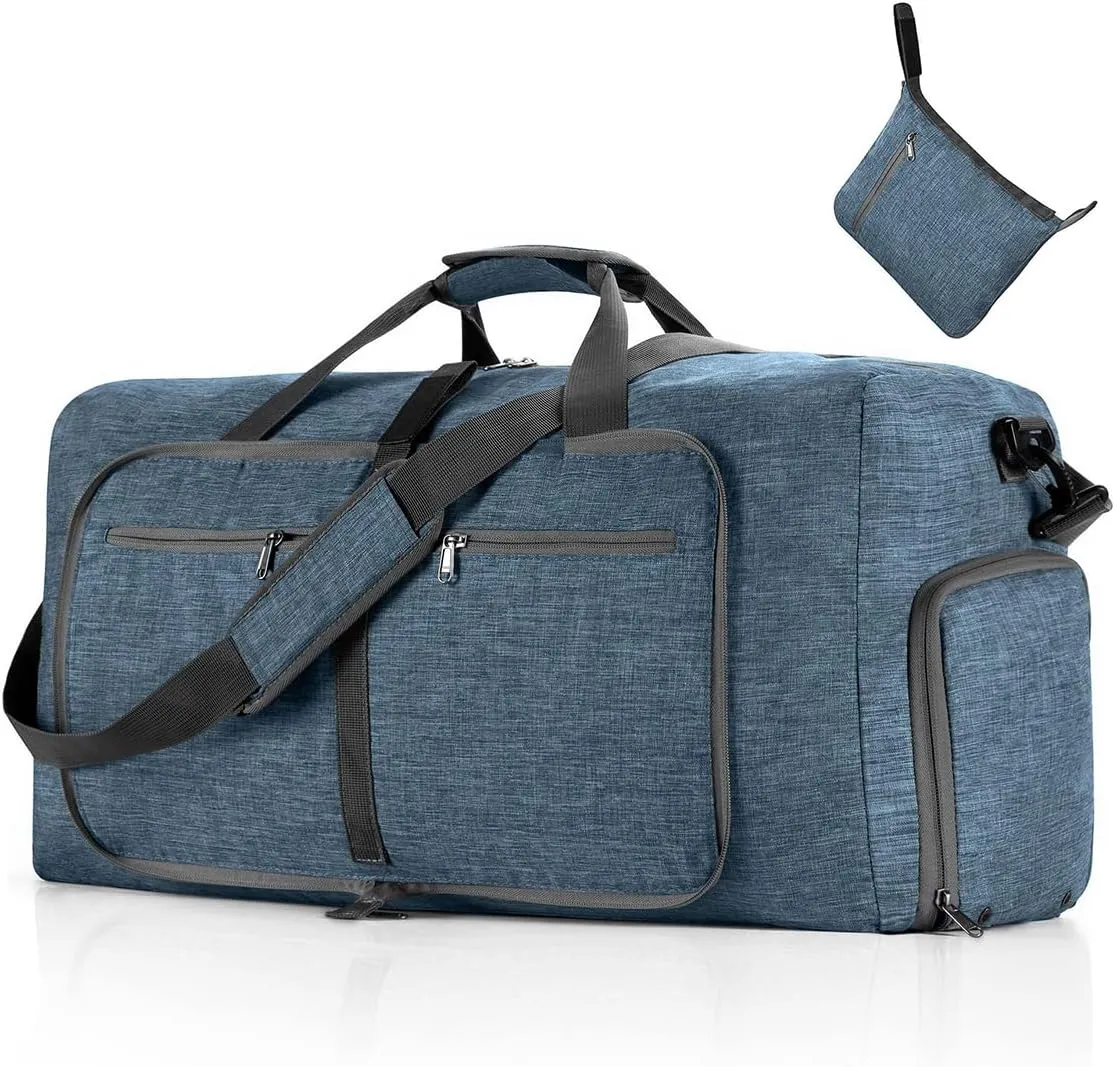 Travel Duffle Bag for Men/Women 115L Foldable Sport Duffel Bag Gym Tote Bag with Shoes Compartment Large Overnight Bag Weekend Shoulder Bag Lightweight Carry On Luggage Hospital Bag Blue B