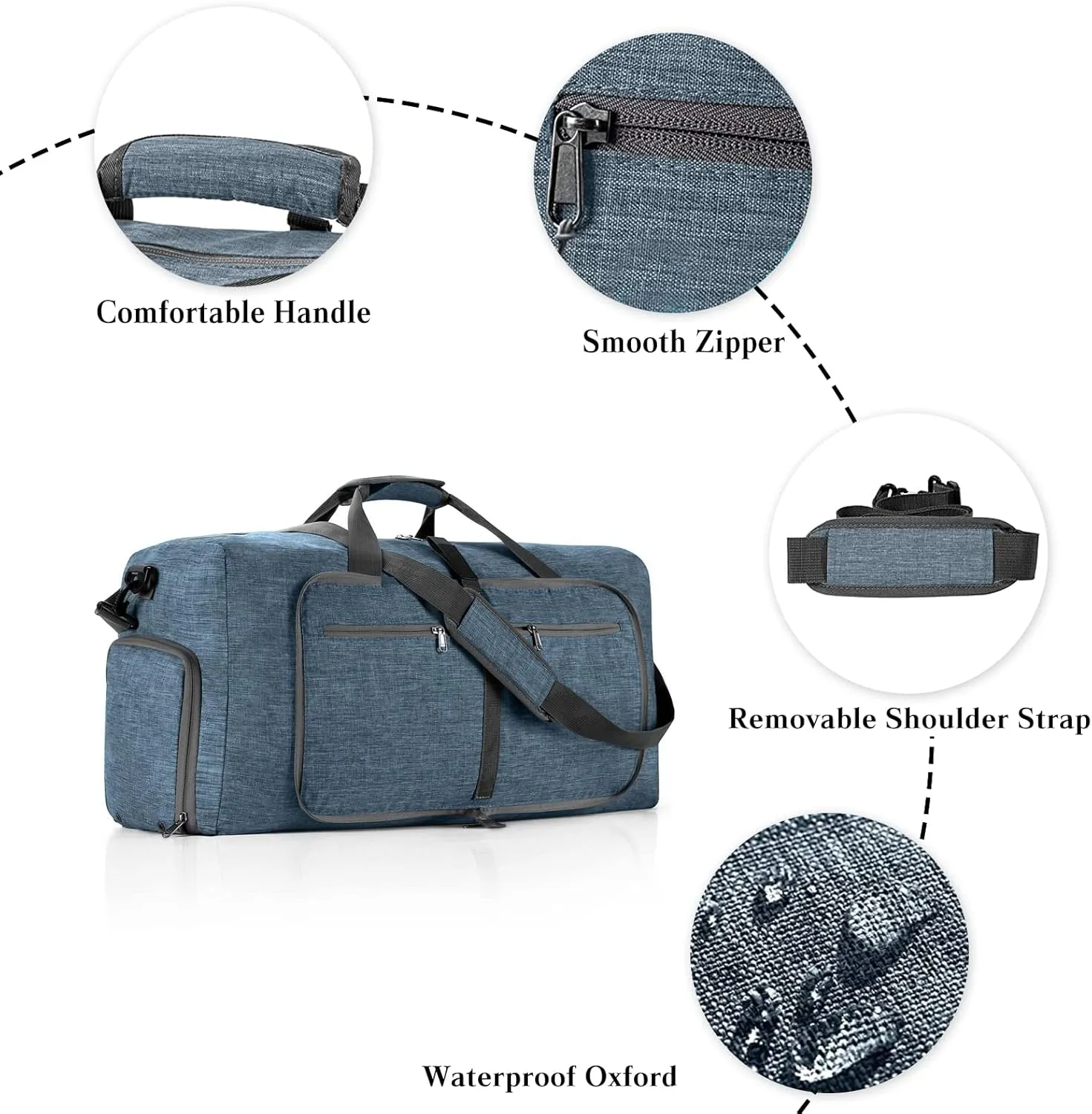 Travel Duffle Bag for Men/Women 115L Foldable Sport Duffel Bag Gym Tote Bag with Shoes Compartment Large Overnight Bag Weekend Shoulder Bag Lightweight Carry On Luggage Hospital Bag Blue B