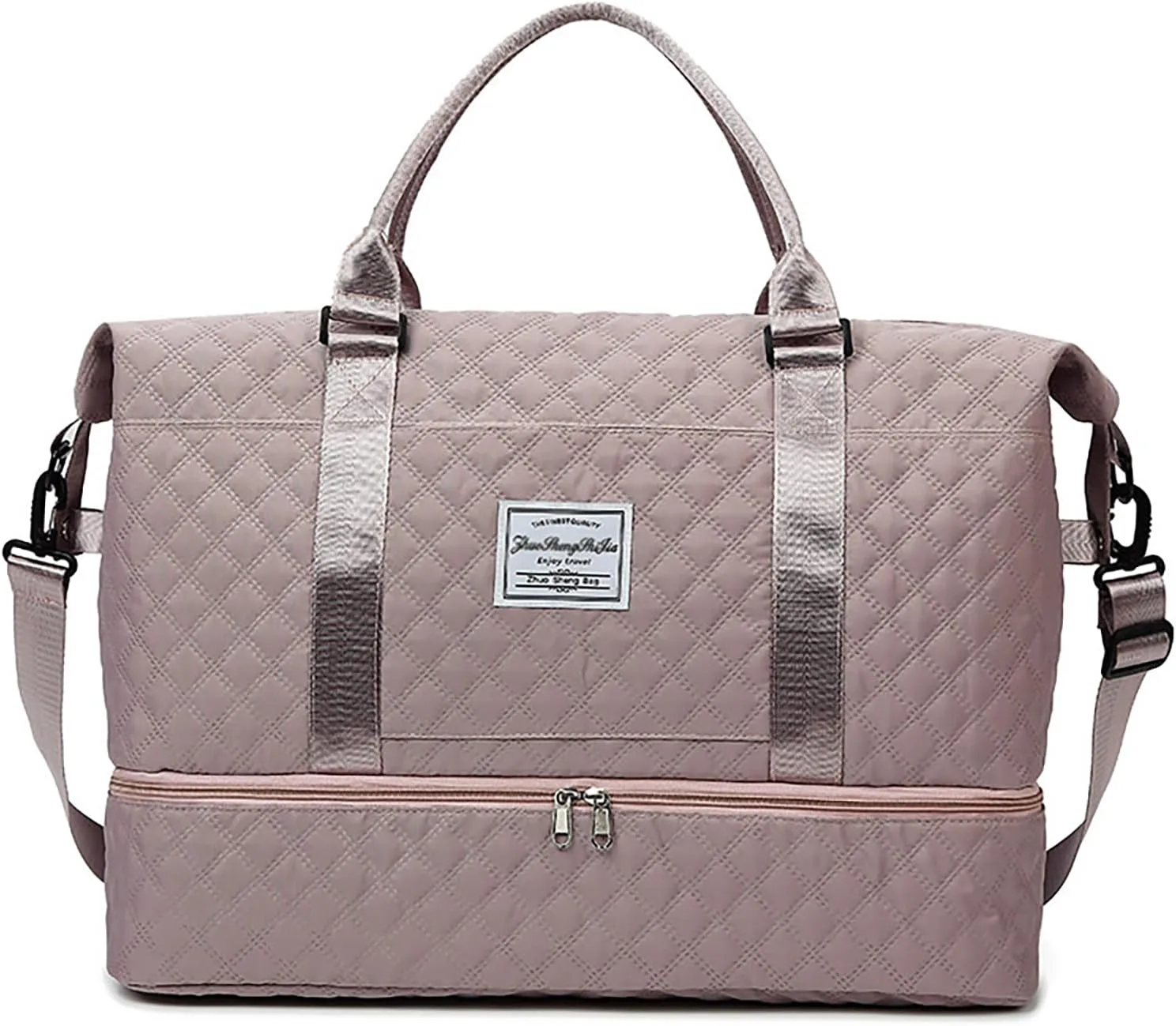 Travel Duffle Bag for Women with Shoe Compartment Carry on Overnight Bag with Toiletry Bag Gym Totes Bags with Wet Pocket Hospital Bags (Bean Large Bag)