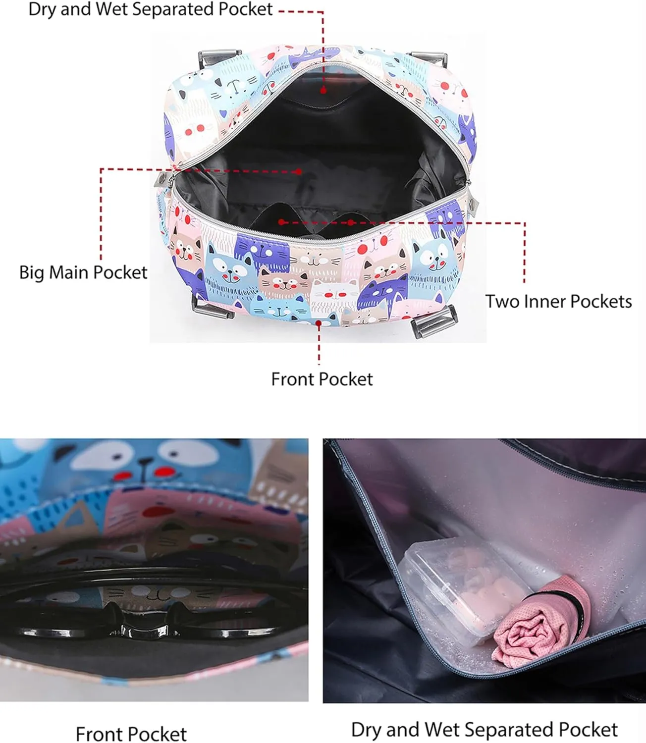 Travel Duffle Bag Weekender Overnight Bag Gym Tote with Dry and Wet Separated Pocket for Women Girls Shoulder Workout Duffel Bag Water Resistant (colorful leaves)