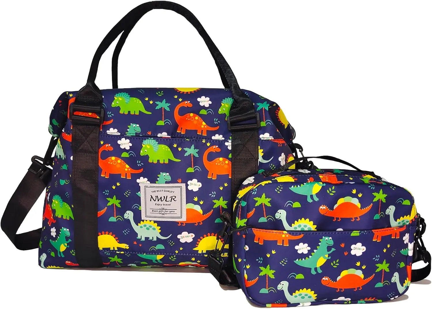 Travel Duffle Bag Weekender Overnight Bag Gym Tote with Wet Pocket for Women Girls Workout Duffel Bag Water Resistant (W-Cute Dinosaurs Toiletry Bag)