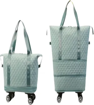 Travel Duffle Bag with Wheels, Expandable Travel Duffel Bag, Dry Wet Hand Luggage Overnight Bag, Weekend Bag, Foldie Travel Bag, Rolling Duffle Bag, Sports Gym Bag for Women Men(Green)