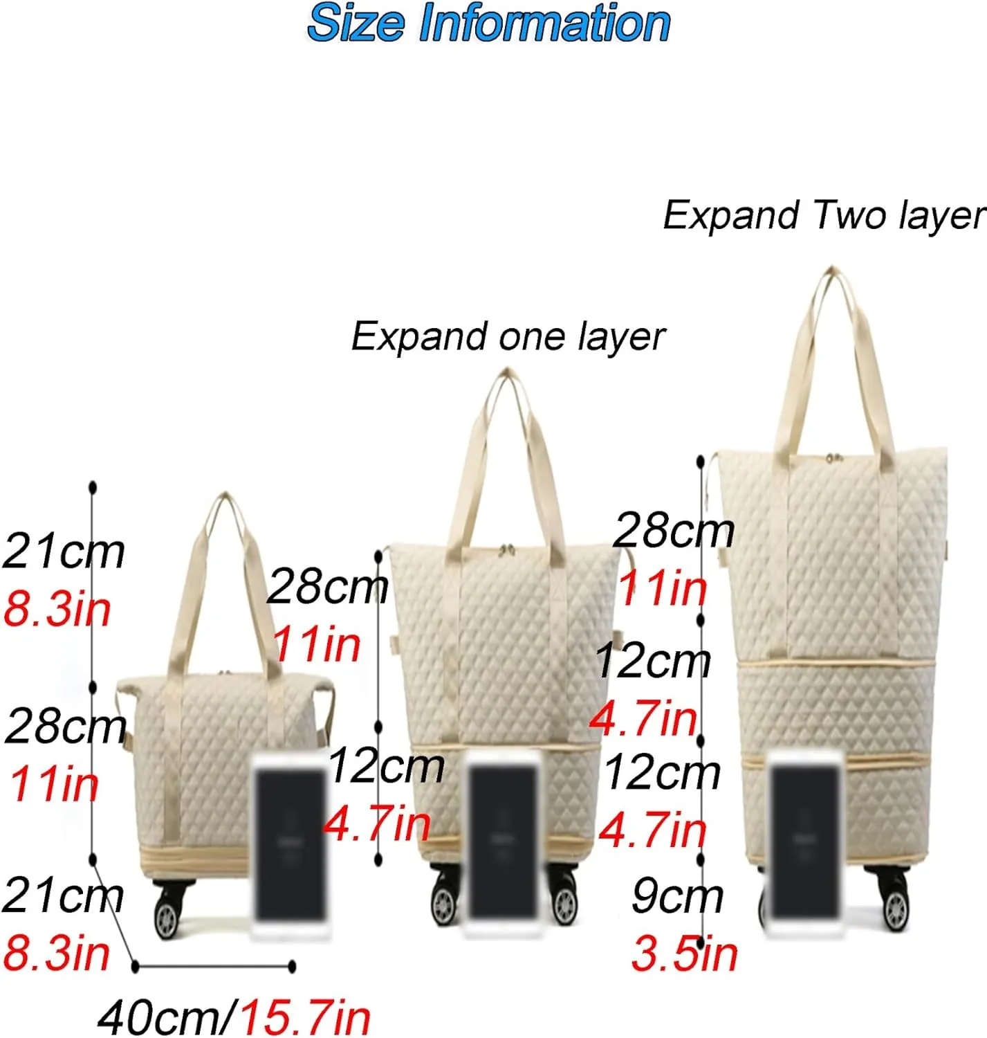 Travel Duffle Bag with Wheels, Expandable Travel Duffel Bag, Dry Wet Hand Luggage Overnight Bag, Weekend Bag, Foldie Travel Bag, Rolling Duffle Bag, Sports Gym Bag for Women Men(Green)