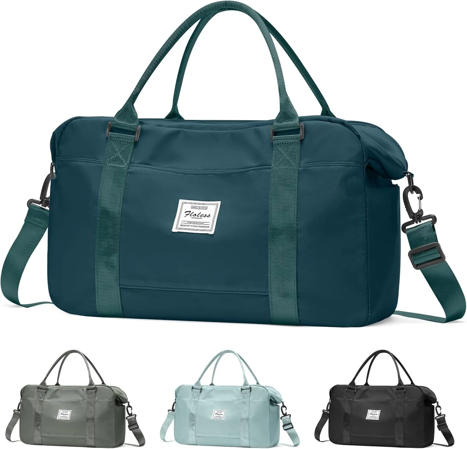 Travel Duffle Bag Women Sport Gym Bag Men Weekender Overnight Carry On Tote Bags with Laptop Compartment Luggage Bags with Trolley Sleeve Personal Item Travel Bags Hospital Holdalls Peacock Blue