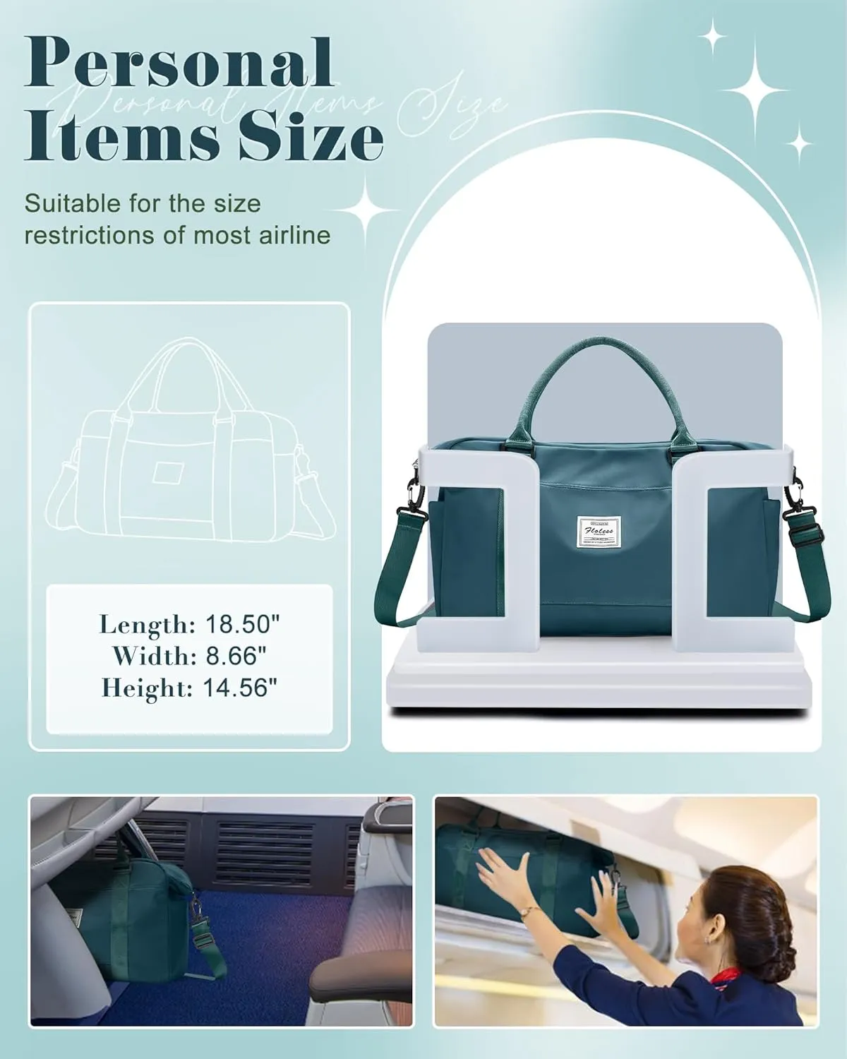 Travel Duffle Bag Women Sport Gym Bag Men Weekender Overnight Carry On Tote Bags with Laptop Compartment Luggage Bags with Trolley Sleeve Personal Item Travel Bags Hospital Holdalls Peacock Blue
