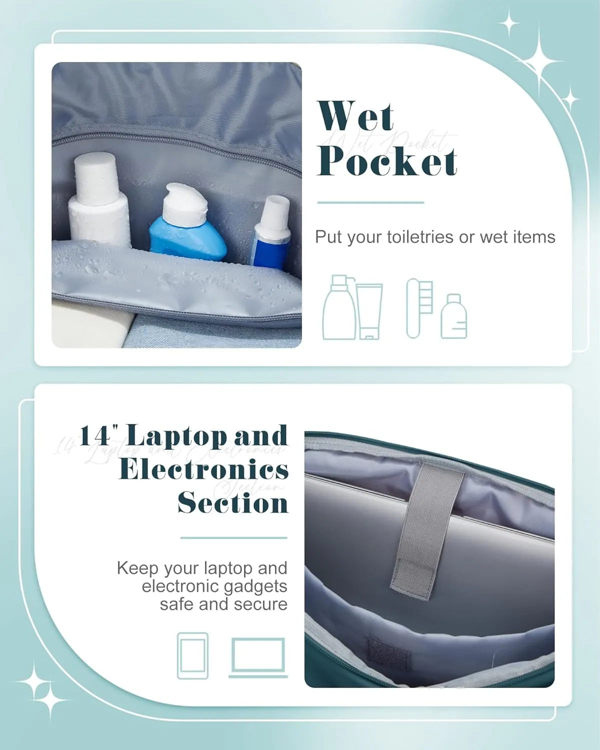 Travel Duffle Bag Women Sport Gym Bag Men Weekender Overnight Carry On Tote Bags with Laptop Compartment Luggage Bags with Trolley Sleeve Personal Item Travel Bags Hospital Holdalls Peacock Blue