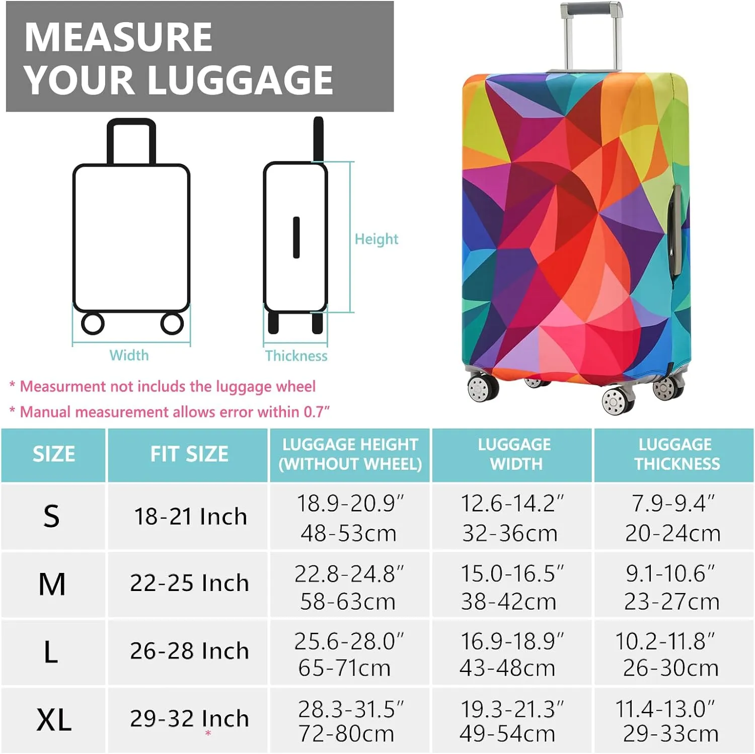 TRAVEL KIN Luggage Covers For Suitcase Tsa Approved,Suitcase Cover Protector Fit 18-32 Inch Luggage