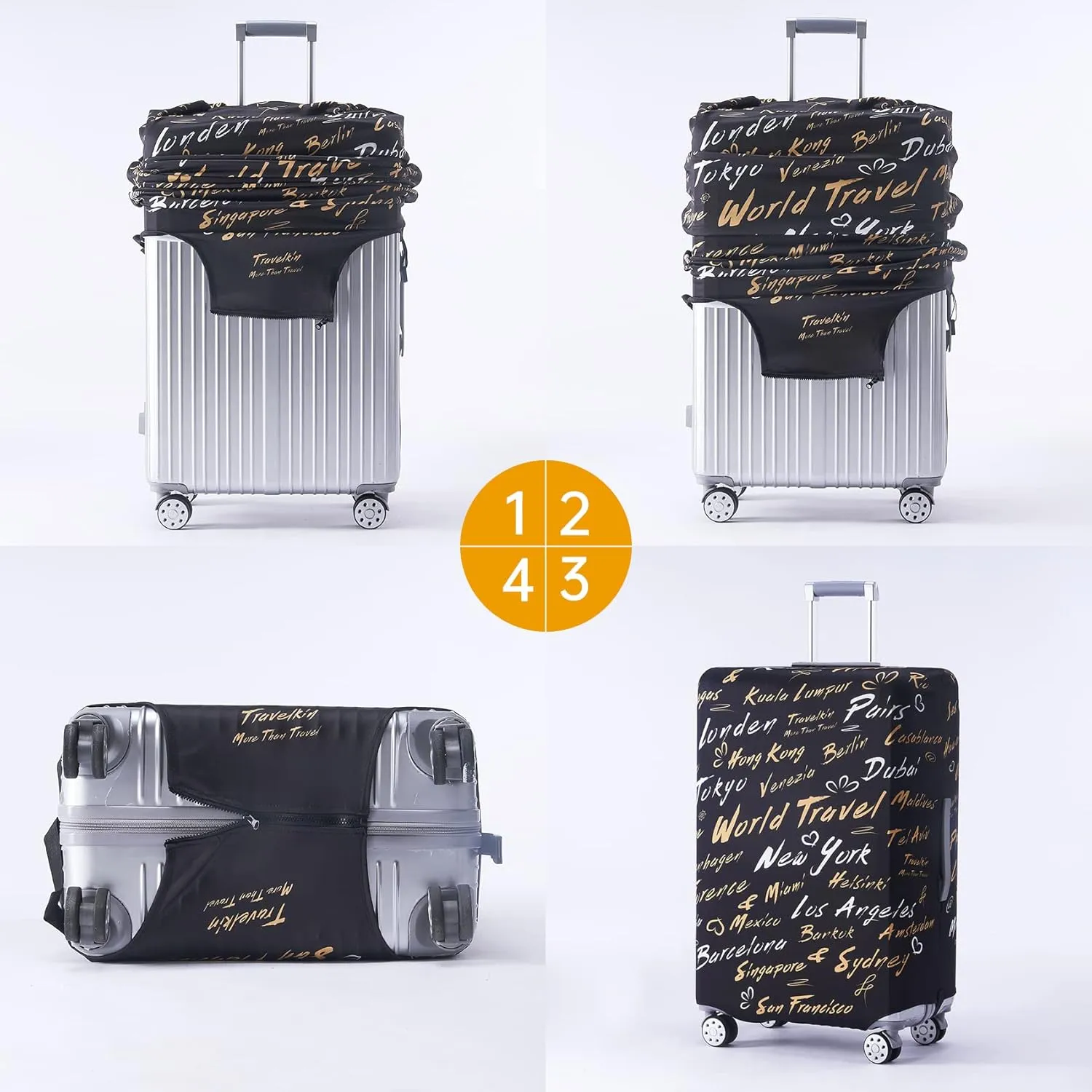 TRAVEL KIN Luggage Covers For Suitcase Tsa Approved,Suitcase Cover Protector Fit 18-32 Inch Luggage