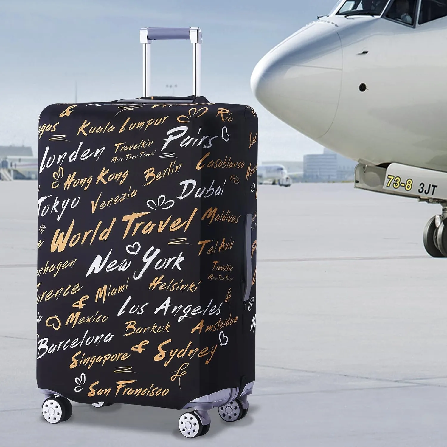 TRAVEL KIN Luggage Covers For Suitcase Tsa Approved,Suitcase Cover Protector Fit 18-32 Inch Luggage