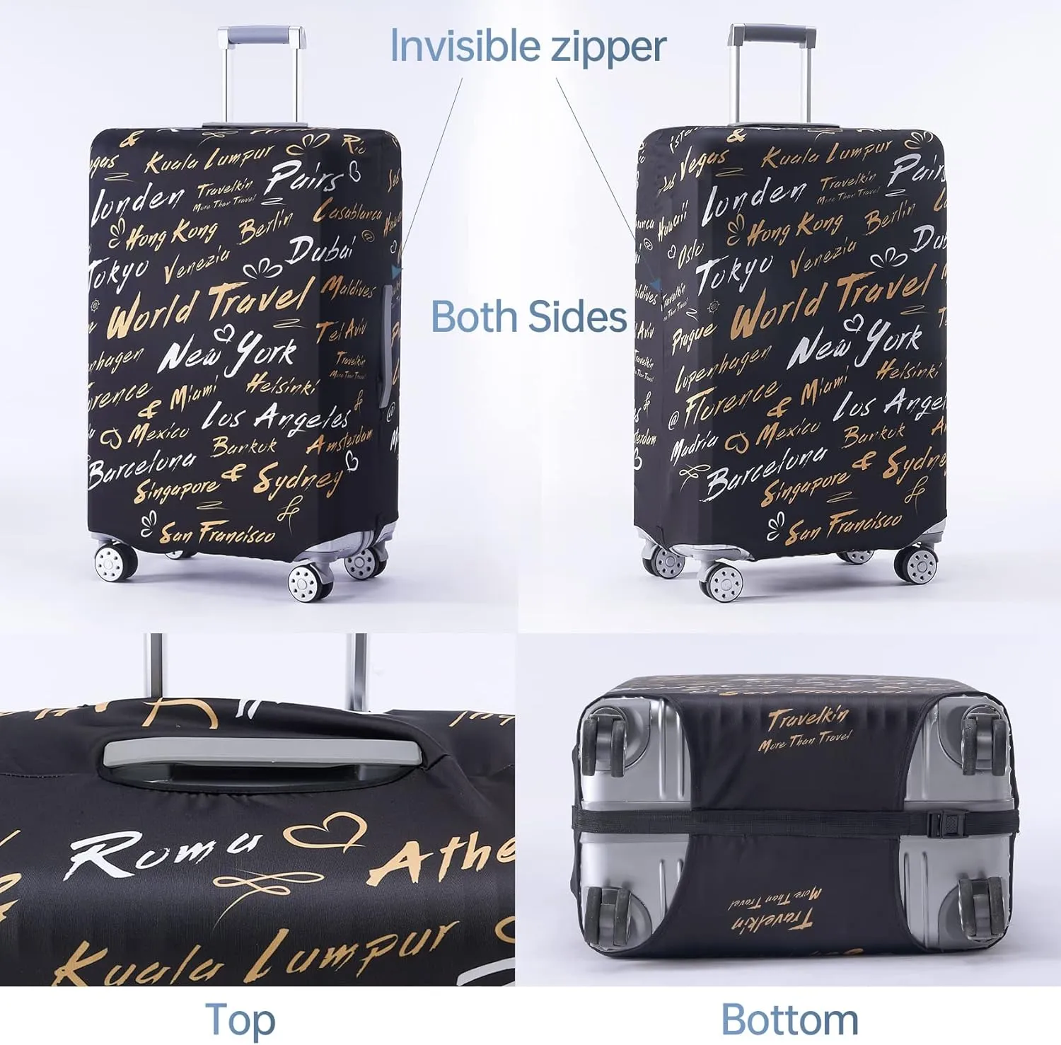 TRAVEL KIN Luggage Covers For Suitcase Tsa Approved,Suitcase Cover Protector Fit 18-32 Inch Luggage