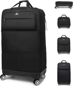 Travel Luggage Bags with Brake Spinner Wheels for Men 115L Collapsible Extra Large Travel Rolling Suitcase Lightweight Foldable Duffle Bag Expandable Soft Suitcase for Women and Not Fall Over, Black