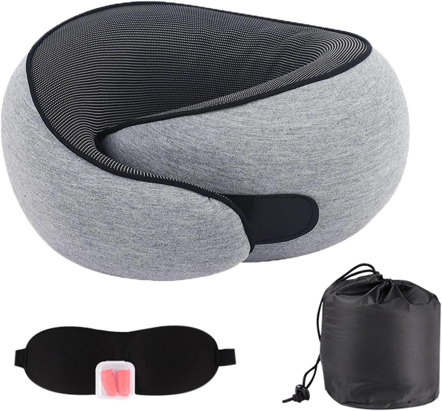Travel Neck Pillow for Airplanes & Car Rides,Compact Head Support Cushion with Pain Relief,Ergonomic Sleeping Pillow for Long Flights & Road Trips(Gray)