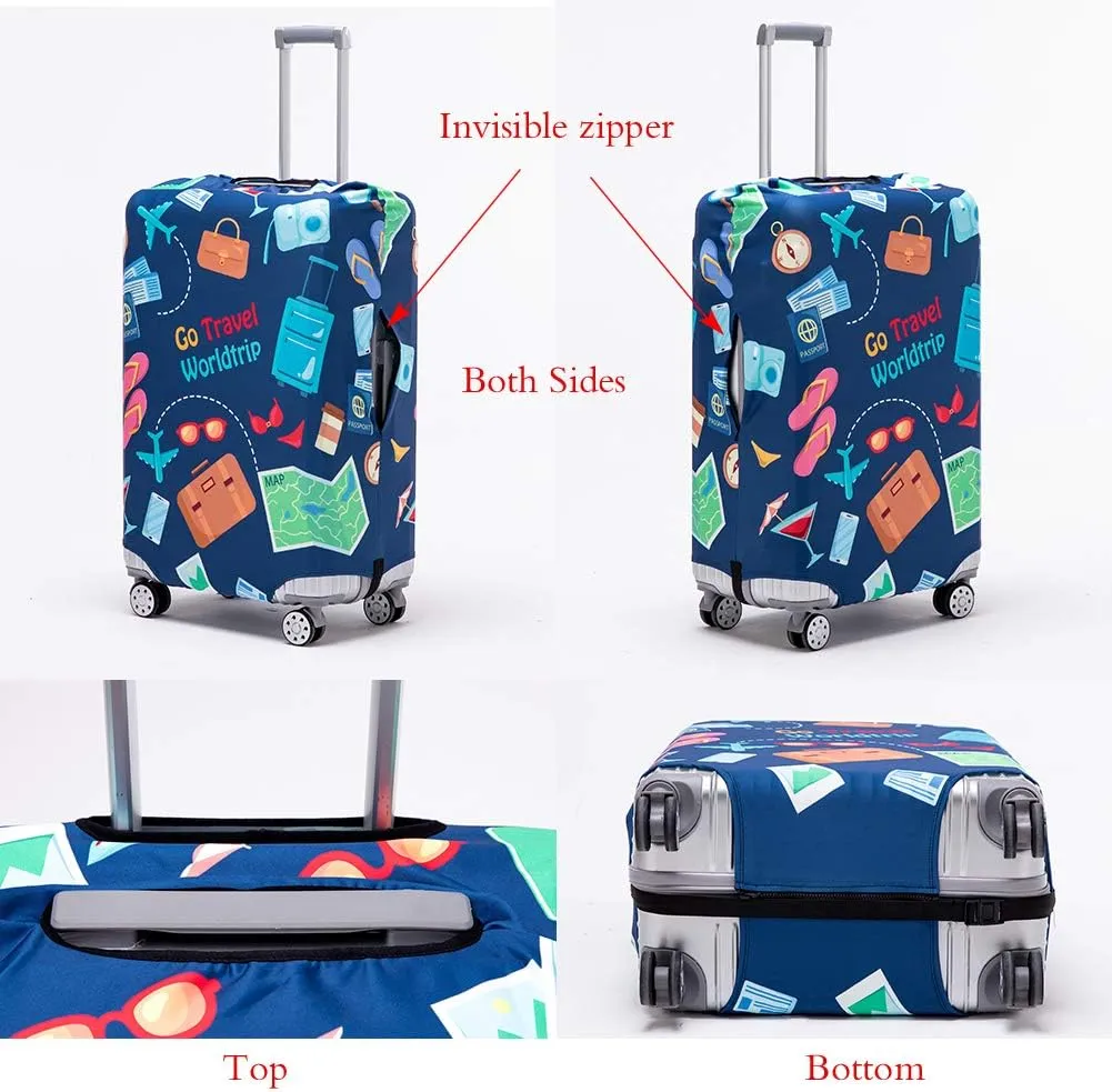 TRAVELKIN Luggage Cover Washable Suitcase Protector Anti-scratch Suitcase cover Fits 18-32 Inch Luggage (Go travel-Trip, L)