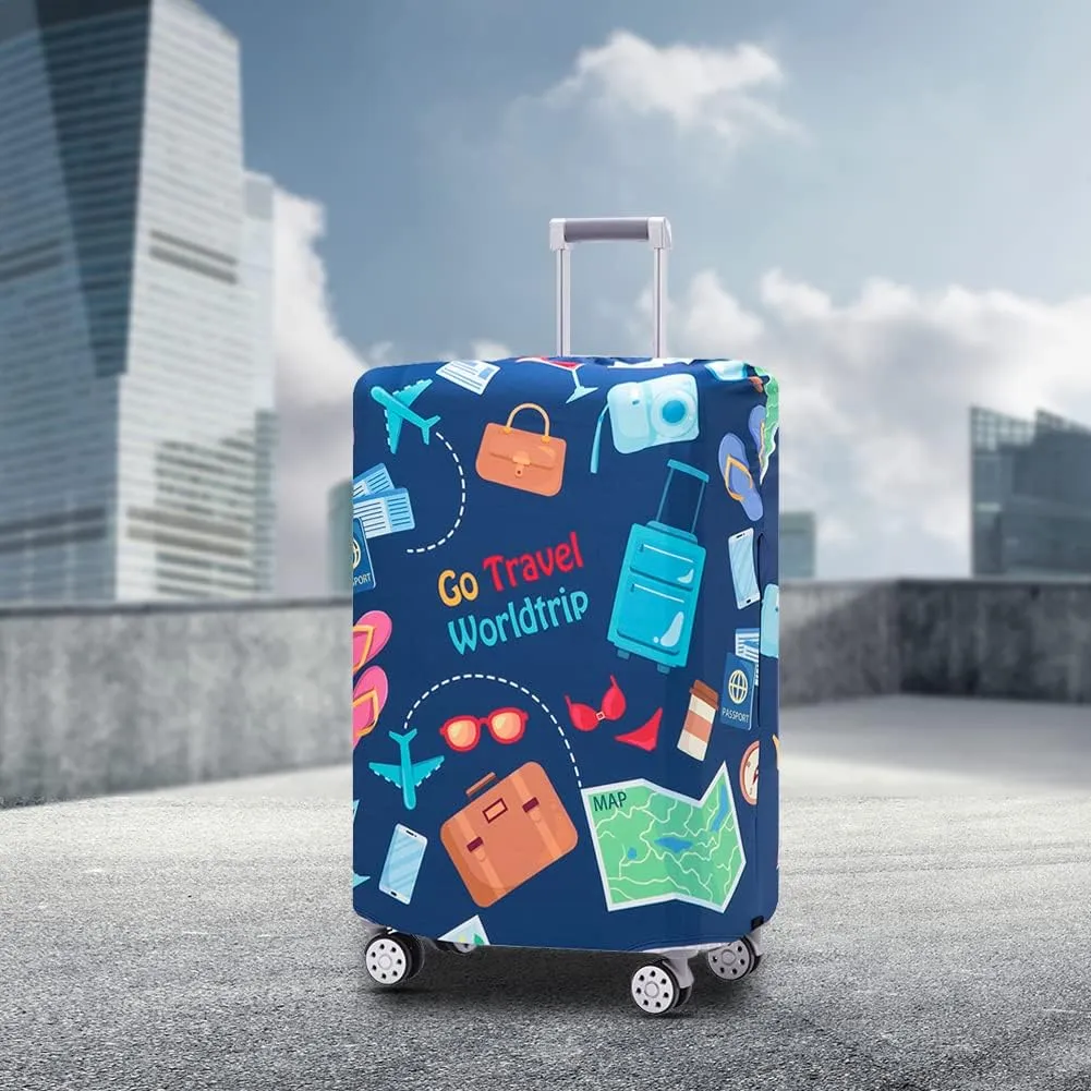 TRAVELKIN Luggage Cover Washable Suitcase Protector Anti-scratch Suitcase cover Fits 18-32 Inch Luggage (Go travel-Trip, L)