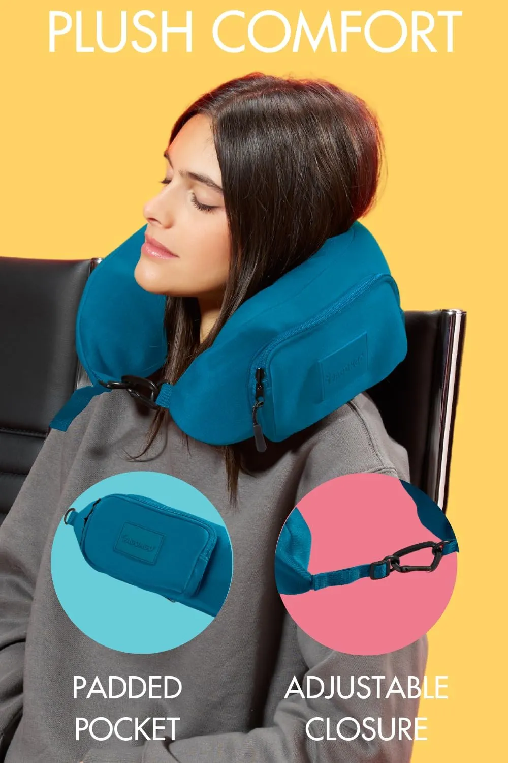 TRAVELLERO Stuffable Neck Pillow for Travel, Secret Pillow, Fits 5 Days Essentials, Neck Pillow Case, Pillow Travel Bag, Packable Pillow, Stuffable Travel Pillow, Neck Pillow Cover, Teal Blue