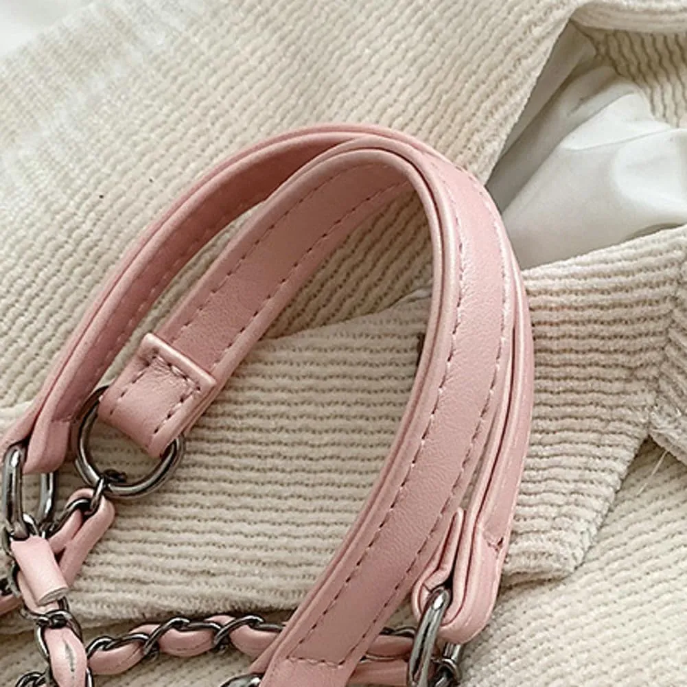 Trendy Shoulder Bag with Bow Knot Small Drawstring Cross Body Bag with Metal Chain Strap Versatile Casual Underarm Bags