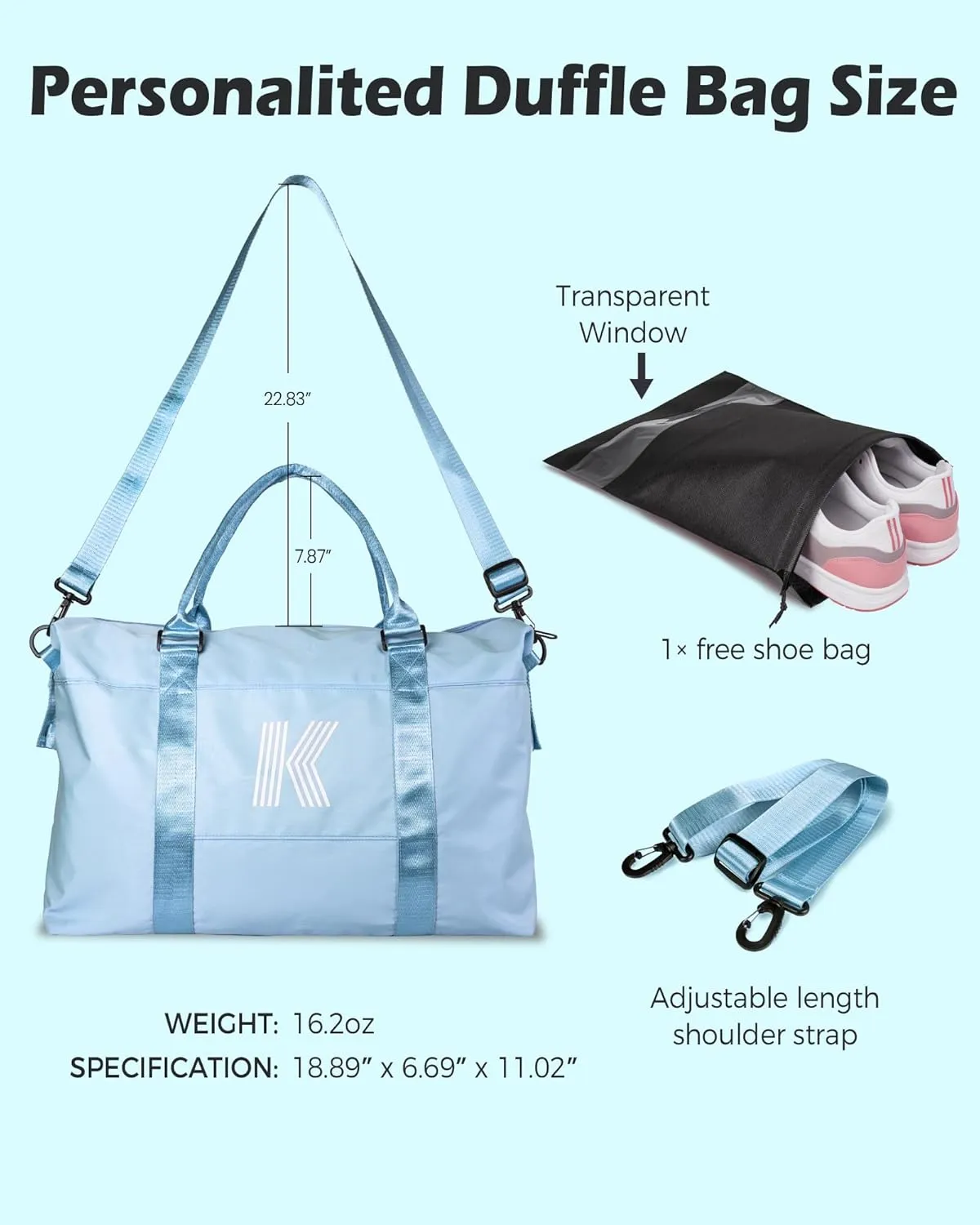 Trendy Stuff for Teen Girls, Initial Travel Duffel Bag, Gym Bag, Duffel Bag,Personalized Weekender Bag，Friend Wedding Girlfriend Birthday Gifts for Women Gifts for Teen Girls (Letter Y)