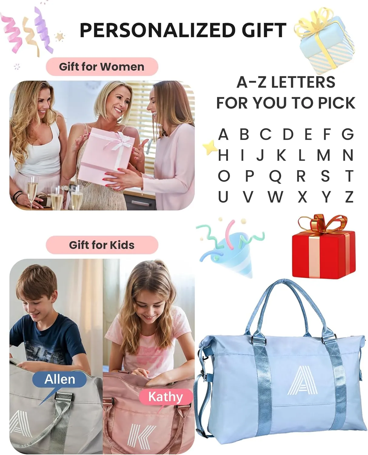 Trendy Stuff for Teen Girls, Initial Travel Duffel Bag, Gym Bag, Duffel Bag,Personalized Weekender Bag，Friend Wedding Girlfriend Birthday Gifts for Women Gifts for Teen Girls (Letter Y)