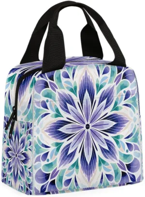 Tribe Blue Huamao Lunch Bag Ethnic Tribe Tote Lunch Bag Reusable Lunch Box Leakproof Cooler Bag