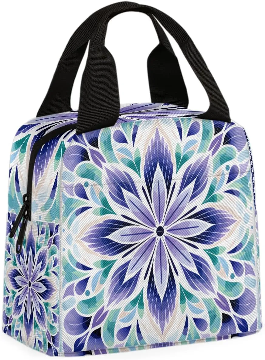 Tribe Blue Huamao Lunch Bag Ethnic Tribe Tote Lunch Bag Reusable Lunch Box Leakproof Cooler Bag