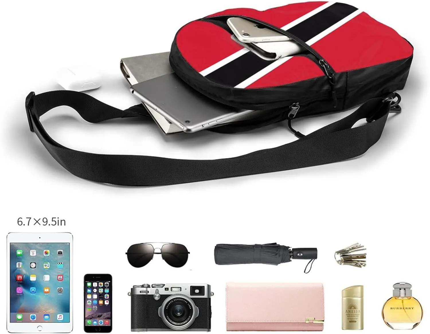 Trinidad and Tobago Flag Packable Crossbody Bag Portable Sling Bags Foldable Travel Daypack Reusable Sports Shoulder Backpack Diagonally Chest Bag for Workout